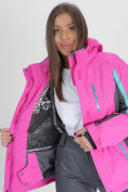Оптом Горнолыжная куртка женская розового цвета 552001R в Казани, фото 11