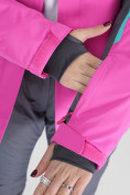 Оптом Горнолыжная куртка женская розового цвета 552001R в Казани, фото 14
