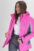 Оптом Горнолыжная куртка женская розового цвета 552001R в Казани, фото 9