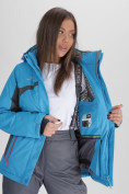 Оптом Горнолыжная куртка женская синего цвета 552001S в Казани, фото 8