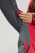 Оптом Горнолыжная куртка женская красного цвета 552002Kr в Казани, фото 7