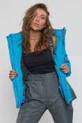 Оптом Горнолыжная куртка женская синего цвета 552002S, фото 6