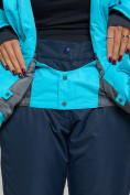 Оптом Горнолыжная куртка женская big size голубого цвета 552012Gl, фото 10