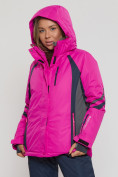 Оптом Горнолыжная куртка женская big size розового цвета 552012R в Екатеринбурге, фото 2