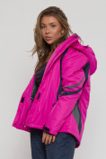 Оптом Горнолыжная куртка женская big size розового цвета 552012R в Екатеринбурге, фото 7