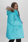 Оптом Парка женская с мехом зимняя большого размера бирюзового цвета 552021Br в Екатеринбурге, фото 13