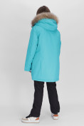 Оптом Парка женская с мехом зимняя большого размера бирюзового цвета 552021Br в Екатеринбурге, фото 3