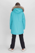 Оптом Парка женская с мехом зимняя большого размера бирюзового цвета 552021Br в Казани, фото 4