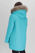 Оптом Парка женская с мехом зимняя большого размера бирюзового цвета 552021Br в Казани, фото 8