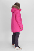 Оптом Парка женская с мехом зимняя большого размера розового цвета 552021R в Казани, фото 3