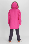 Оптом Парка женская с мехом зимняя большого размера розового цвета 552021R в Казани, фото 5