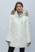 Оптом Парка женская с мехом зимняя большого размера белого цвета 552022Bl в Казани, фото 5