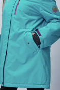 Оптом Парка женская с мехом зимняя большого размера бирюзового цвета 552022Br в Казани, фото 7