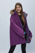 Оптом Парка женская с мехом зимняя большого размера фиолетового цвета 552022F в Казани, фото 10