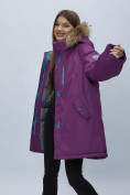 Оптом Парка женская с мехом зимняя большого размера фиолетового цвета 552022F в Екатеринбурге, фото 13