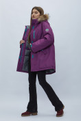 Оптом Парка женская с мехом зимняя большого размера фиолетового цвета 552022F в Екатеринбурге, фото 2