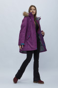 Оптом Парка женская с мехом зимняя большого размера фиолетового цвета 552022F в Екатеринбурге, фото 3