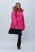 Оптом Парка женская с мехом зимняя большого размера розового цвета 552022R в Казани, фото 18
