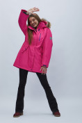 Оптом Парка женская с мехом зимняя большого размера розового цвета 552022R в Казани, фото 19