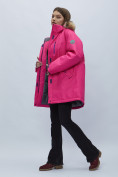 Оптом Парка женская с мехом зимняя большого размера розового цвета 552022R в Казани, фото 4