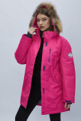 Оптом Парка женская с мехом зимняя большого размера розового цвета 552022R в Екатеринбурге, фото 7
