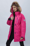 Оптом Парка женская с мехом зимняя большого размера розового цвета 552022R в Екатеринбурге, фото 8