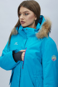 Оптом Парка женская с мехом зимняя большого размера синего цвета 552022S в Казани, фото 11