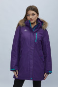 Оптом Парка женская с мехом зимняя большого размера темно-фиолетового цвета 552022TF в Казани, фото 2