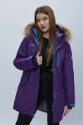 Оптом Парка женская с мехом зимняя большого размера темно-фиолетового цвета 552022TF в Казани, фото 6