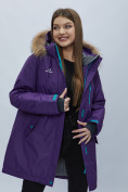 Оптом Парка женская с мехом зимняя большого размера темно-фиолетового цвета 552022TF в Екатеринбурге, фото 7