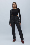 Оптом Полукомбинезон брюки горнолыжные женские черного цвета 55221Ch в Казани, фото 3