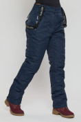 Оптом Полукомбинезон брюки горнолыжные больших размеров темно-синего цвета 55222TS в Казани, фото 15