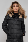 Оптом Пальто утепленное молодежное зимнее женское черного цвета 57997Ch в Новосибирске, фото 17
