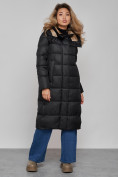 Оптом Пальто утепленное молодежное зимнее женское черного цвета 57997Ch, фото 21