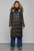 Оптом Пальто утепленное молодежное зимнее женское цвета хаки 57997Kh в Новосибирске