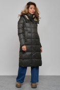 Оптом Пальто утепленное молодежное зимнее женское цвета хаки 57997Kh в Перми, фото 2