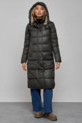 Оптом Пальто утепленное молодежное зимнее женское цвета хаки 57997Kh в Волгоградке, фото 6