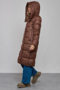 Оптом Пальто утепленное молодежное зимнее женское темно-коричневого цвета 57997TK в Сочи, фото 7