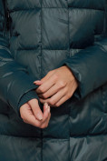 Оптом Пальто утепленное молодежное зимнее женское темно-зеленого цвета 57997TZ, фото 13