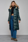 Оптом Пальто утепленное молодежное зимнее женское темно-зеленого цвета 57997TZ в Волгоградке, фото 16