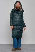Оптом Пальто утепленное молодежное зимнее женское темно-зеленого цвета 57997TZ, фото 6