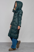 Оптом Пальто утепленное молодежное зимнее женское темно-зеленого цвета 57997TZ, фото 8