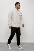 Оптом Ветровка рубашка мужская букле бежевого цвета 58375B, фото 16