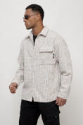 Оптом Ветровка рубашка мужская букле бежевого цвета 58375B в Саратове, фото 2