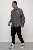 Оптом Ветровка рубашка мужская букле черного цвета 58375Ch в Сочи, фото 10