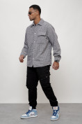 Оптом Ветровка рубашка мужская букле серого цвета 58375Sr в Оренбурге, фото 2