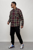 Оптом Ветровка рубашка мужская букле бордового цвета 58378Bo в Сочи, фото 12