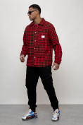 Оптом Ветровка рубашка мужская букле красного цвета 58379Kr в  Красноярске, фото 13