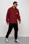 Оптом Ветровка рубашка мужская букле красного цвета 58379Kr во Владивостоке, фото 14