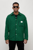 Оптом Ветровка рубашка мужская букле зеленого цвета 58379Z в Краснодаре